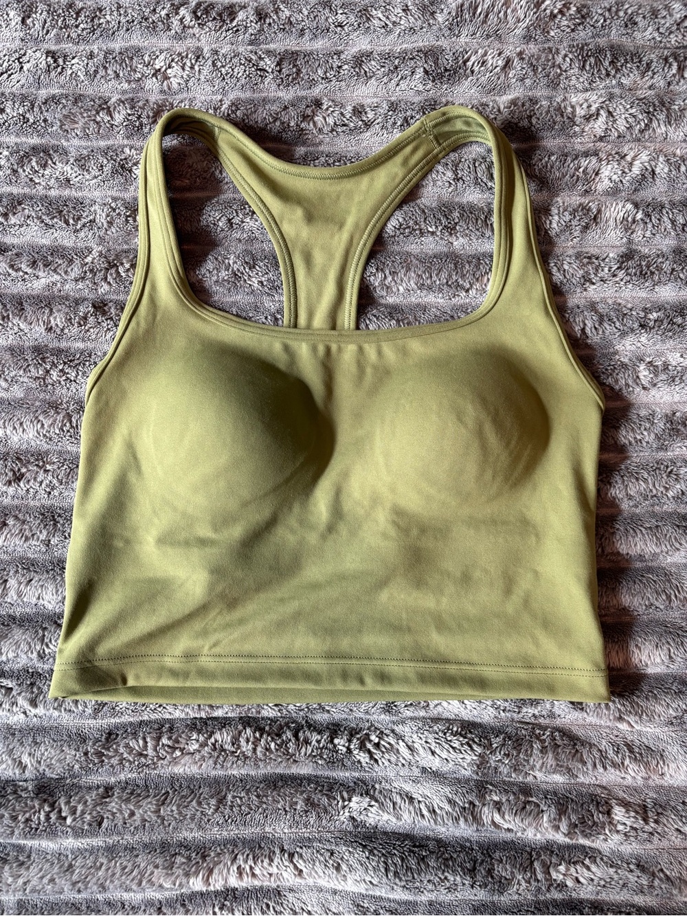 VS PINK Seamless Racerback Crop Bralette - Olive Green Small